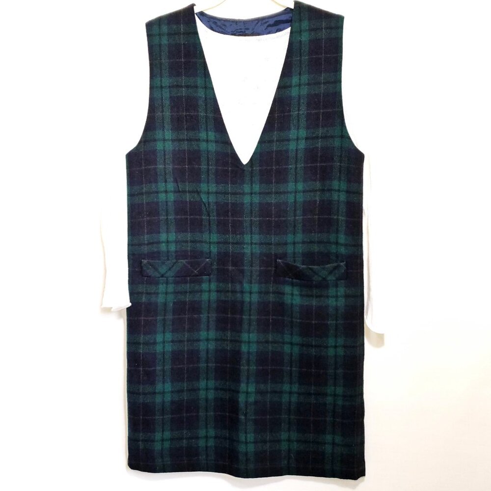Sag Harbor Green and Black Plaid Midi Dress